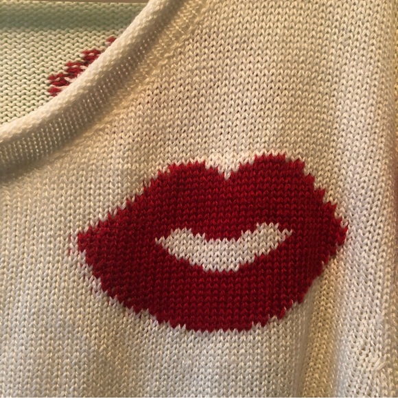 Gorgeous Love Tree Distressed Sweater with Lips - Picture 3 of 8